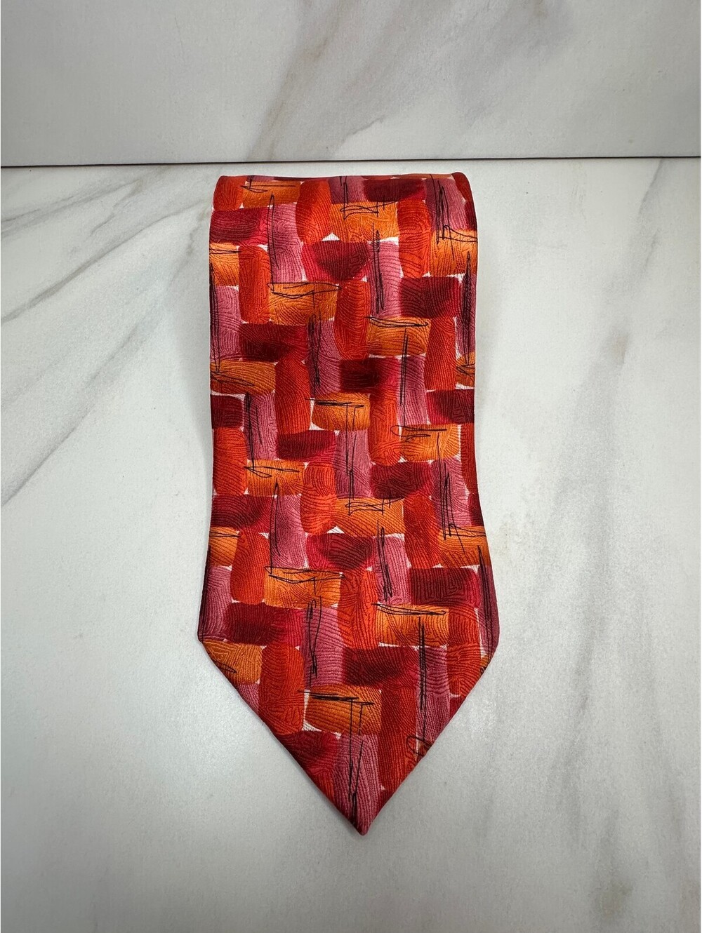 J. Garcia Blue Mountain Collection 38 multicolored abstract 100% silk tie